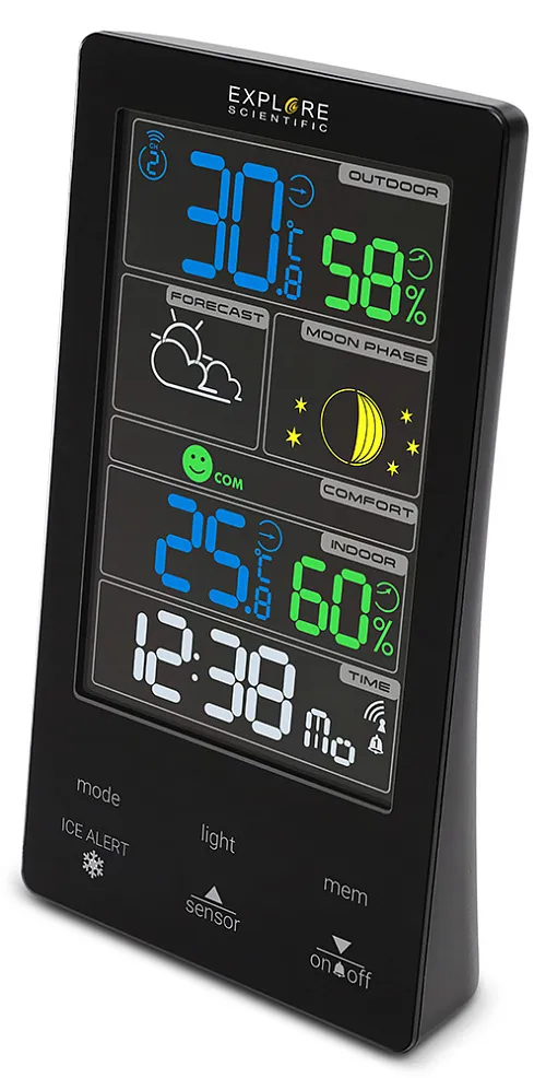 Метеостанция Explore Scientific Classic с цветным дисплеем, черная картинка
