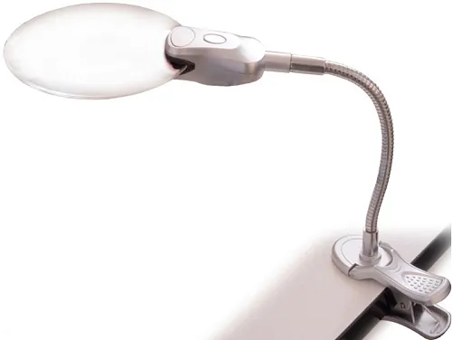 Лупа настольная на гибком штативе 2x/5x, с подсветкой и креплением (80112-115) картинка