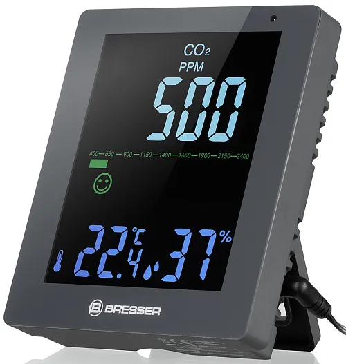 Гигрометр Bresser Air Quality Smile с датчиком CO2, серый картинка