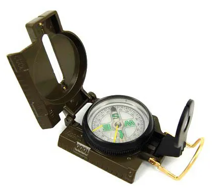 Компас жидкостный туристический Kromatech 48 мм, с крышкой и линейкой (металл, зеленый) картинка