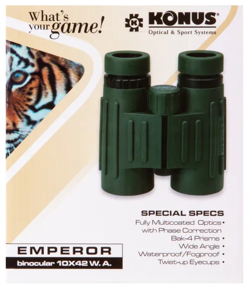 Бинокль Konus Emperor 10x42 WA Green изображение
