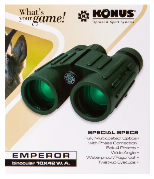 Бинокль Konus Emperor 10x42 WA Green фотография