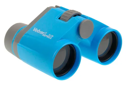 Бинокль детский Veber «Эврика» 3х28, голубой фото