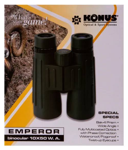 Бинокль Konus Emperor 10x50 WA Green изображение