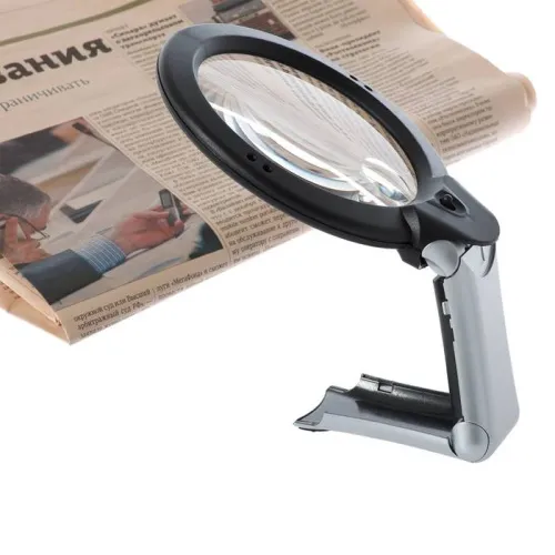 Лупа на ручке/настольная Veber 2x/4x, 100/25 мм, с подсветкой (MG1713-1) фото