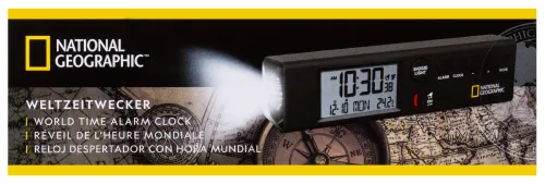 Часы Bresser World Time с термометром и фонариком изображение