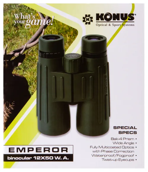 Бинокль Konus Emperor 12x50 WA Green изображение