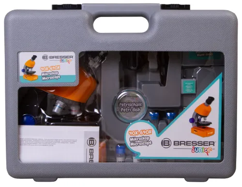 Микроскоп Bresser Junior 40–640x с набором для опытов, в кейсе изображение