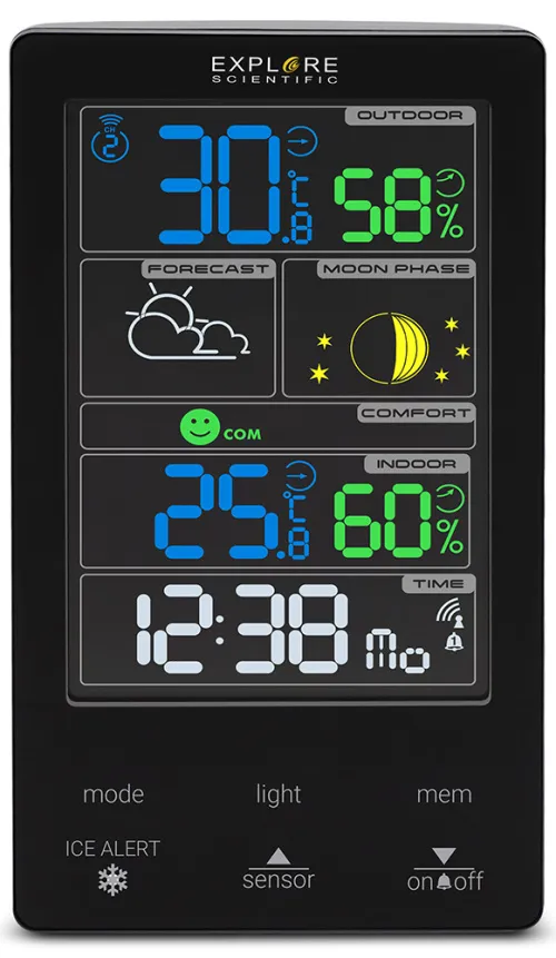 Метеостанция Explore Scientific Classic с цветным дисплеем, черная изображение