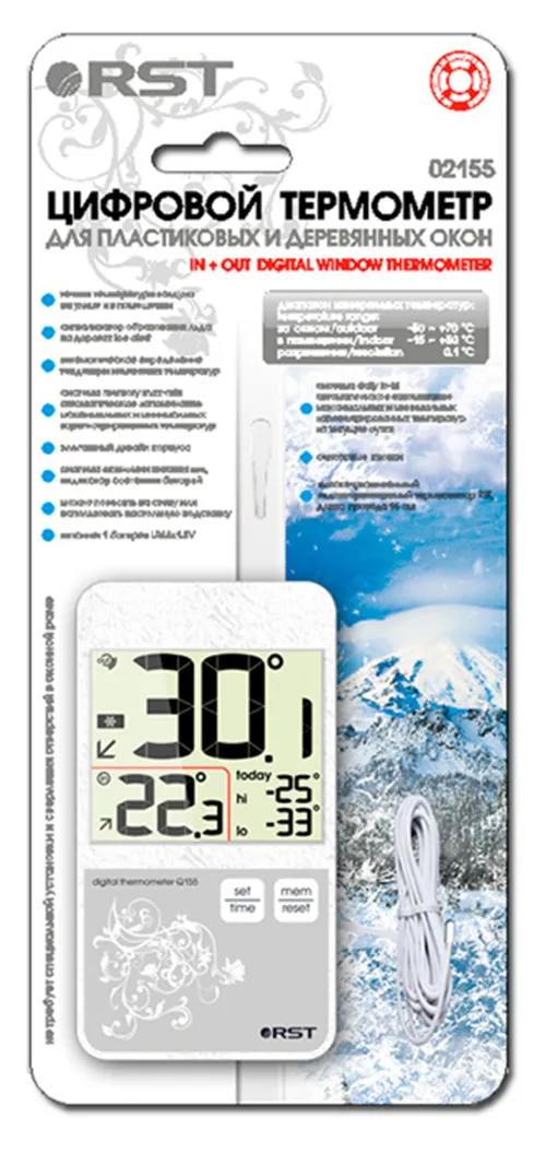 Термометр цифровой RST 02155 с внешним датчиком, оконный фото
