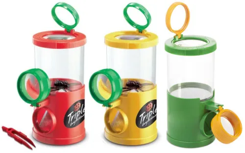 Банка для насекомых Navir «Обзор с трех сторон» с лупами, пинцетом и жуком картинка