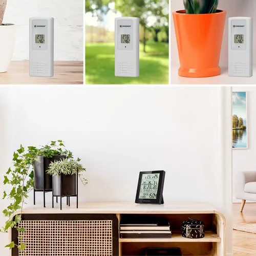 Метеостанция Bresser Temeo Hygro Quadro Prestige с тремя датчиками, серая картинка