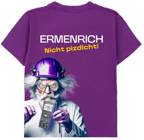 Фирменная футболка Ermenrich «Nicht pizdicht! Сумасшедший электрик», фиолетовая, размер XL изображение