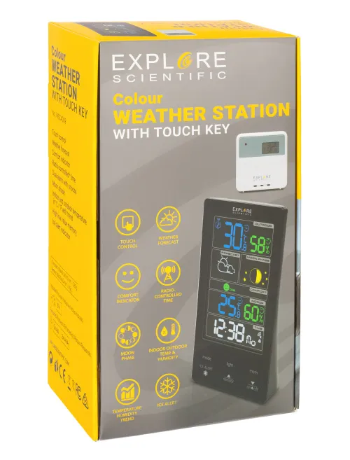 Метеостанция Explore Scientific Classic с цветным дисплеем, черная изображение