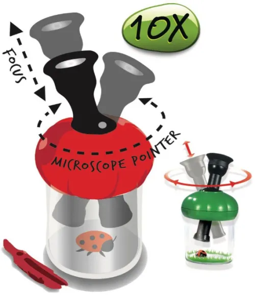 Банка для насекомых Navir «Обзор 360» с микроскопом 10x и пинцетом, прозрачная изображение