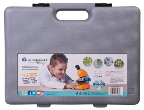 Микроскоп Bresser Junior 40–640x с набором для опытов, в кейсе фотография