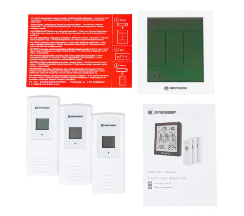 Метеостанция Bresser Temeo Hygro Quadro Prestige с тремя датчиками, серая картинка