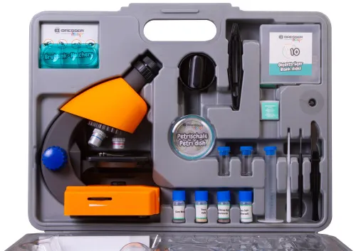 Микроскоп Bresser Junior 40–640x с набором для опытов, в кейсе изображение