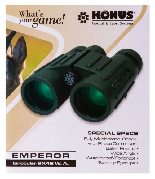 Бинокль Konus Emperor 8x42 WA Green изображение