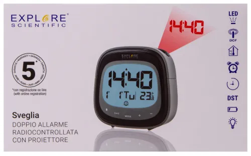 Часы цифровые Explore Scientific с проектором, черные фотография