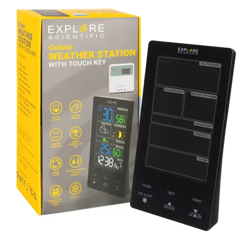 Метеостанция Explore Scientific Classic с цветным дисплеем, черная картинка