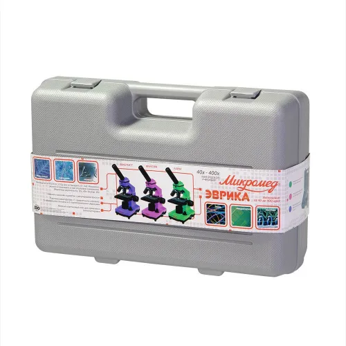 Микроскоп Микромед «Эврика» 40х–400х, фуксия, в кейсе фото